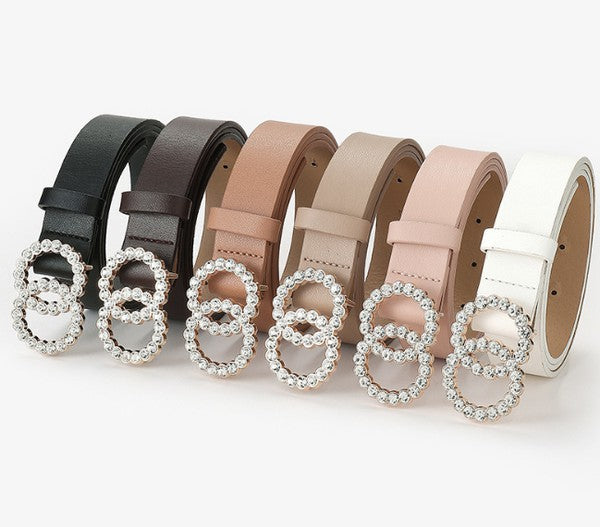 Crystal Double O Vegan Leather Belt