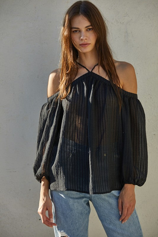 Cleo Neck Tie Top