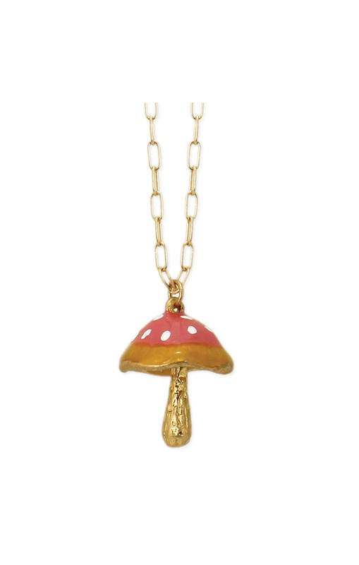 Fantasy Forest Pink Mushroom Necklace