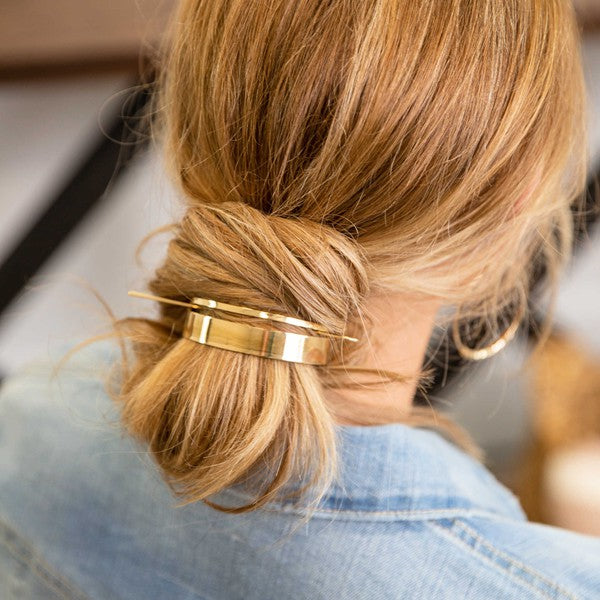 Classic Style Metallic Bun Pin Cuff Hair Accessory