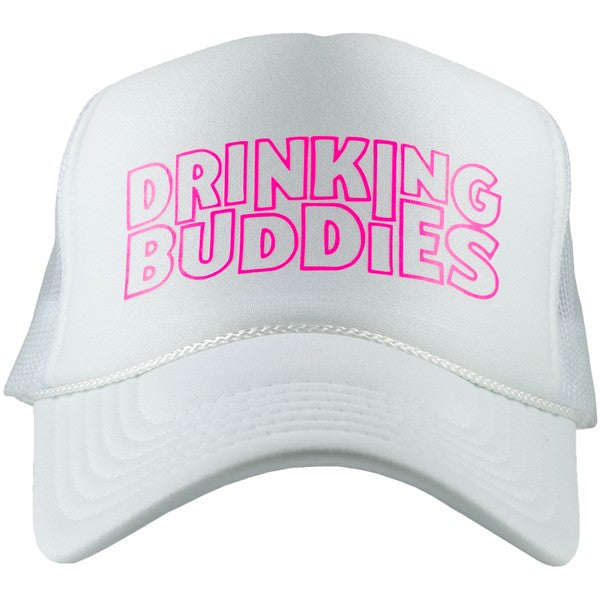 Drinking Buddies Foam Trucker Hat All White