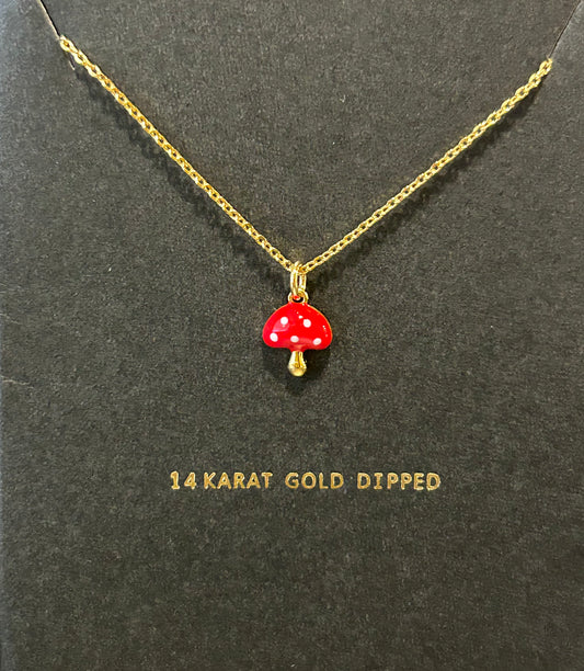 Dainty Red Mushroom Necklace