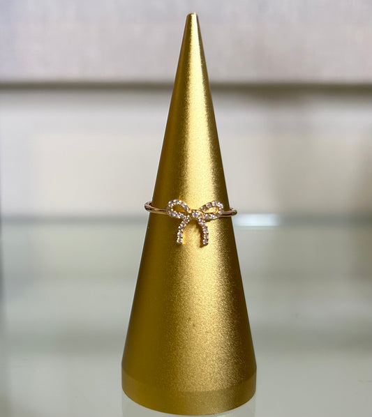 Dainty Pave Bow Knot Ring