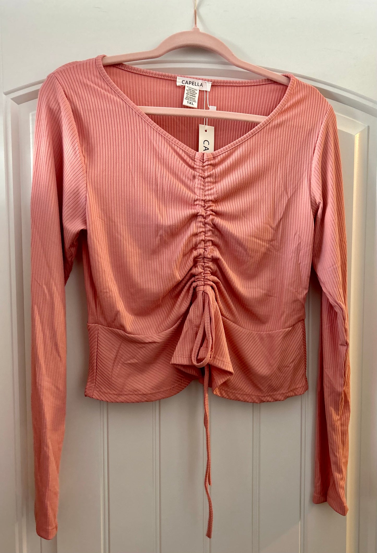 Plus Size Drawstring Front Peplum Top