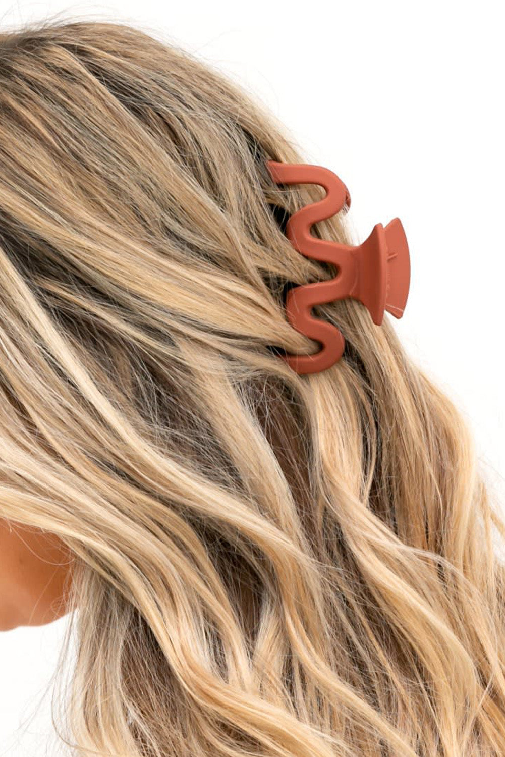 Brown Matte Wave Large Hair Clip