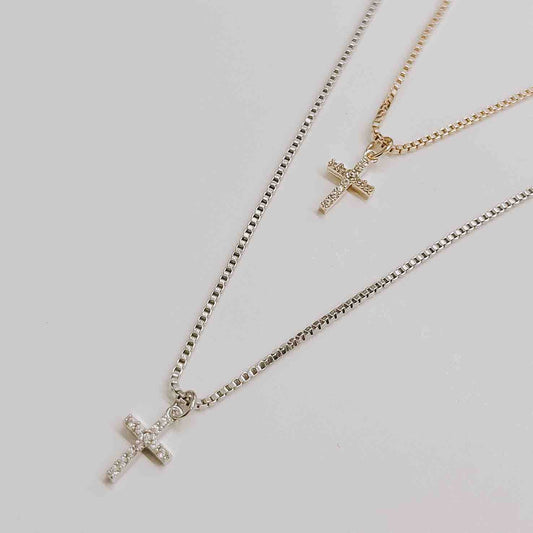 MINI CRYSTAL CROSS NECKLACE