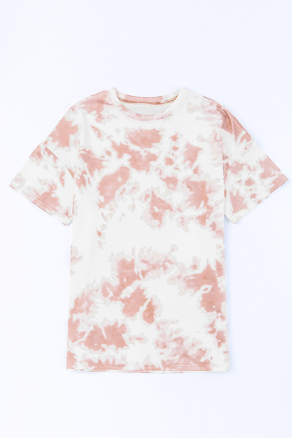 Pink Tie-dye Round Neck Short Sleeve Top